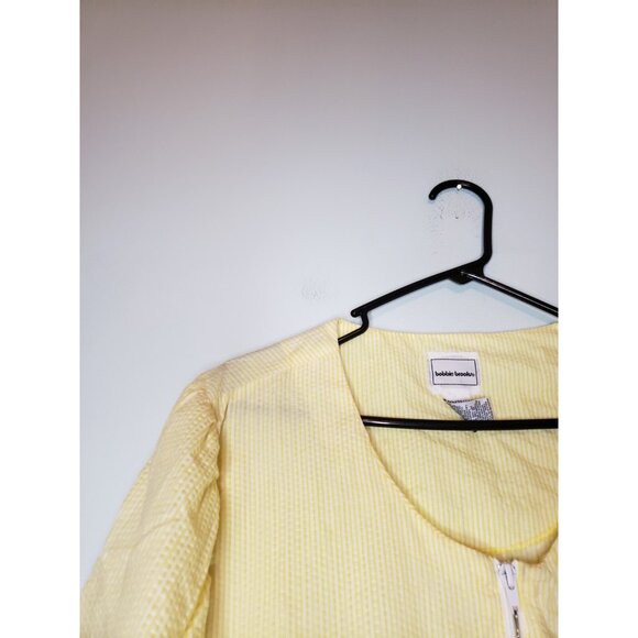 Vtg Bobbie Brooks Women XL House Dress Robe Zip Yellow Gingham Embroidery Lace - Picture 4 of 5